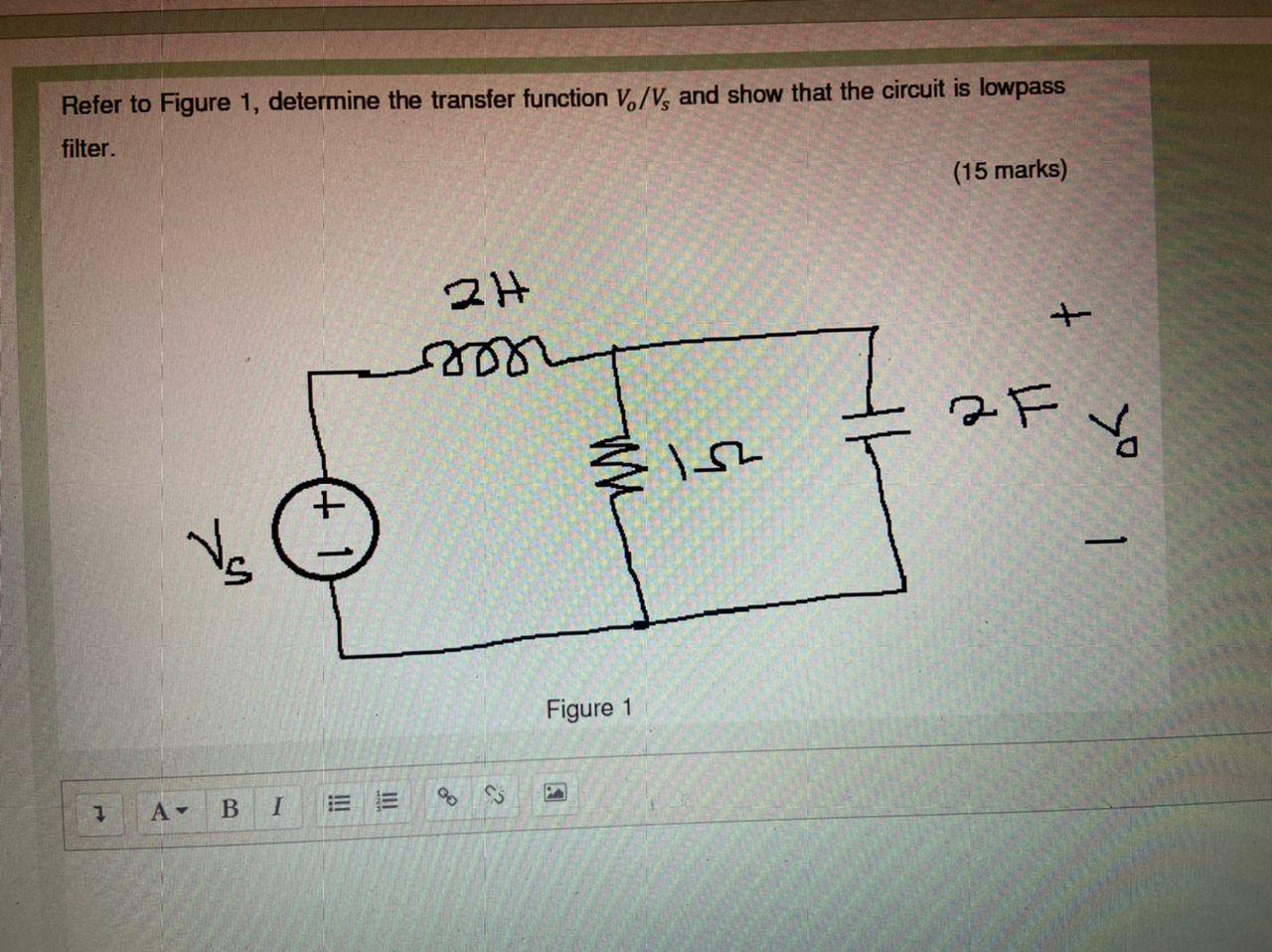 Solved Refer to Figure 1, determine the transfer function | Chegg.com