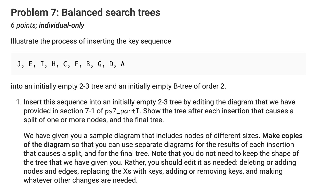 Problem 7 Balanced Search Trees 6 Points Chegg Com