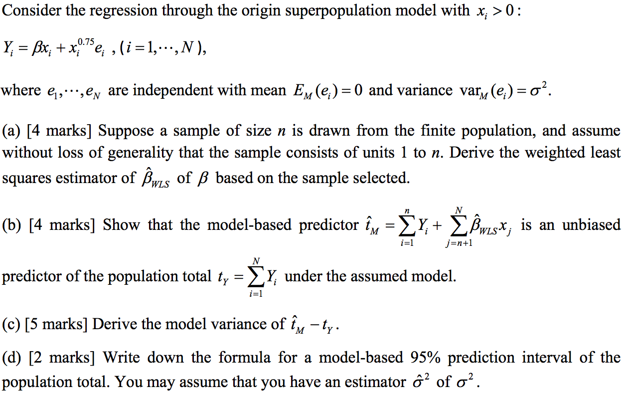 Solved Consider The Regression Through The Origin 