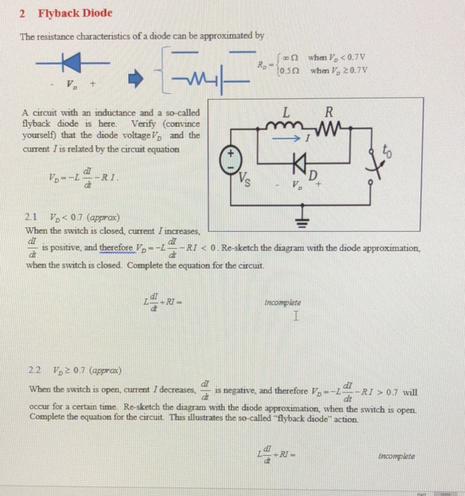Solved 2 Flyback Diode The resistance characteristics of a