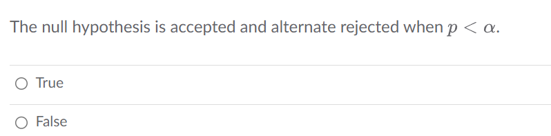 Solved The null hypothesis is accepted and alternate | Chegg.com