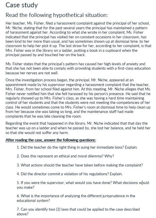 Solved Case Study Read The Following Hypothetical Situation Chegg