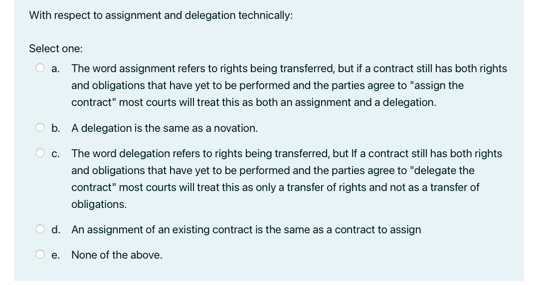 assignment of rights and delegation of duties