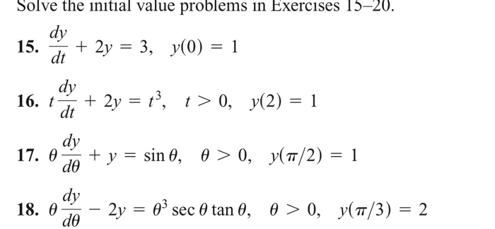 Solved Solve for the initial value problems for exercises 16 | Chegg.com