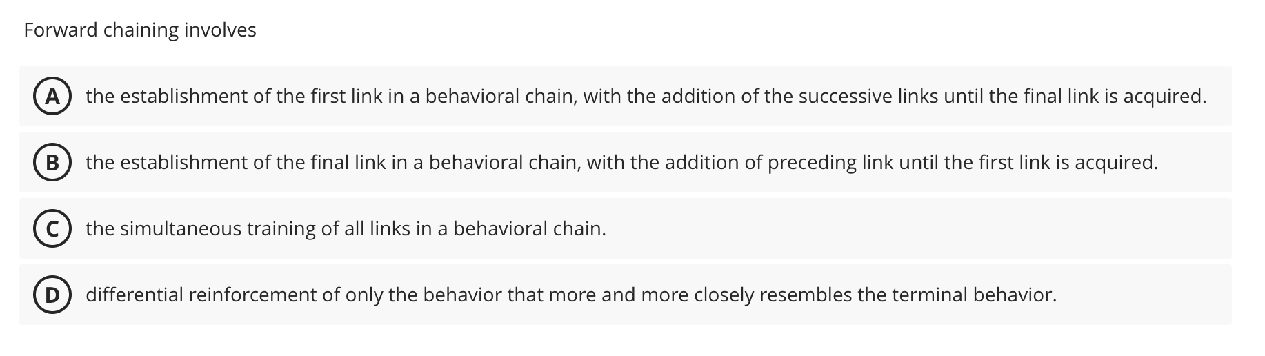 what is the total task presentation chaining method