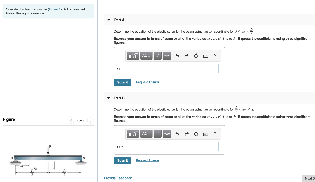 Solved Consider the beam shown in (Figure 1). El is | Chegg.com