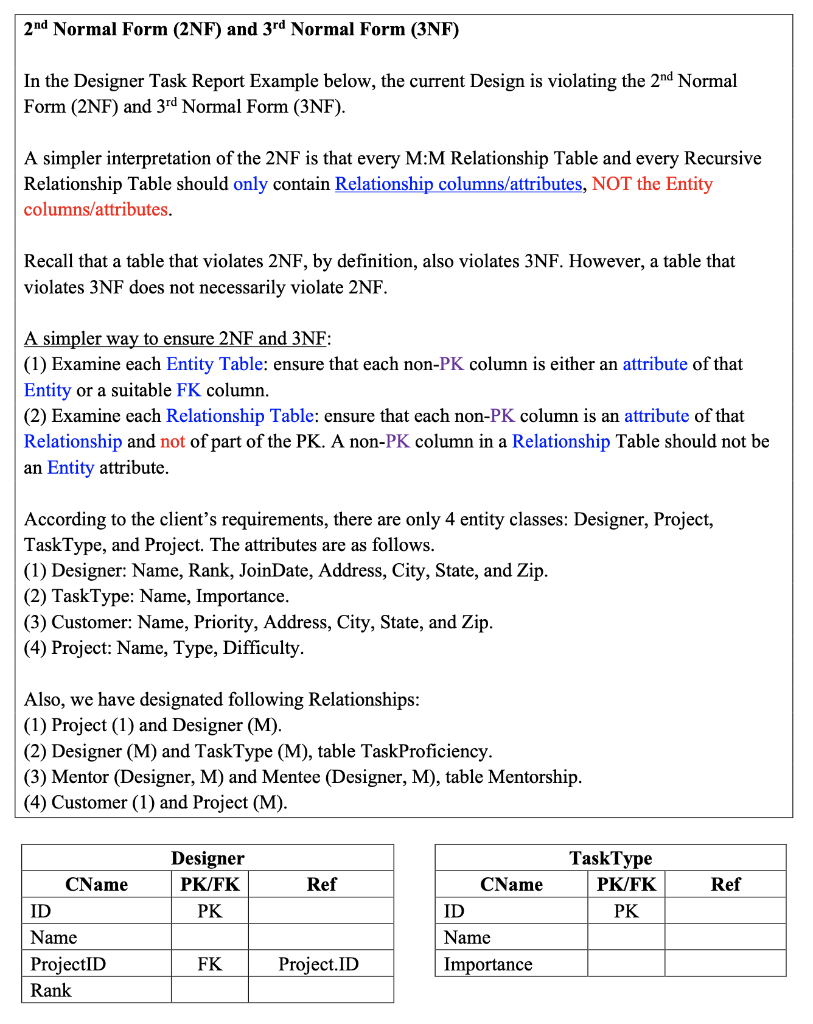 2nd Normal Form (2NF) and 3rd Normal Form (3NF) In | Chegg.com