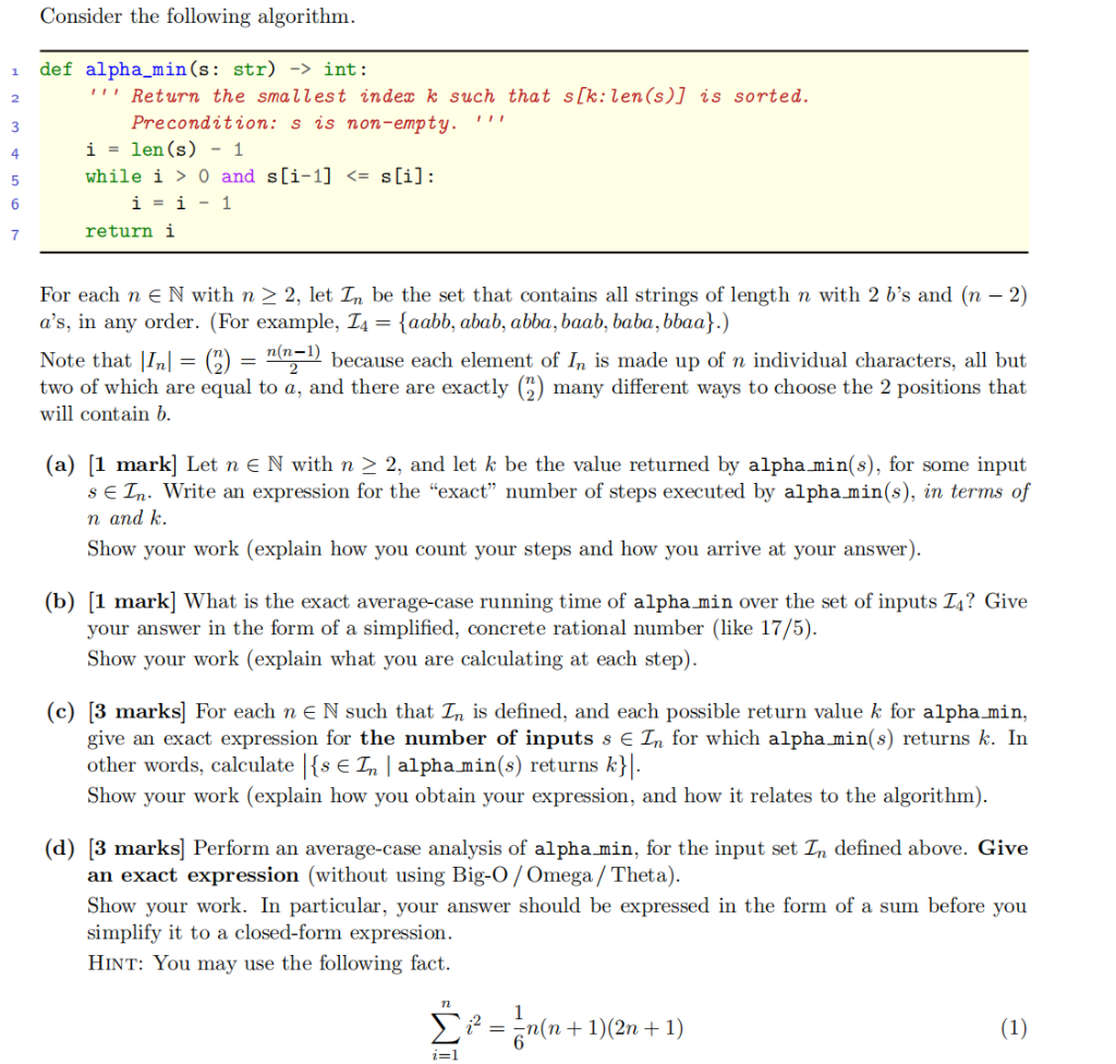 Solved Consider the following algorithm. 1 2 3 def | Chegg.com