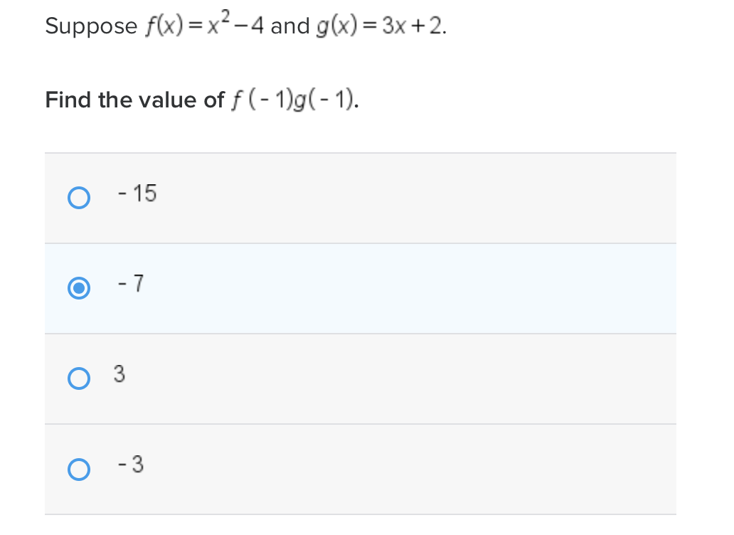 Solved Suppose F X X2 4 And G X 3x 2 Find The Value Of