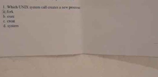 Solved 1. Which UNIX system call creates a new process & | Chegg.com