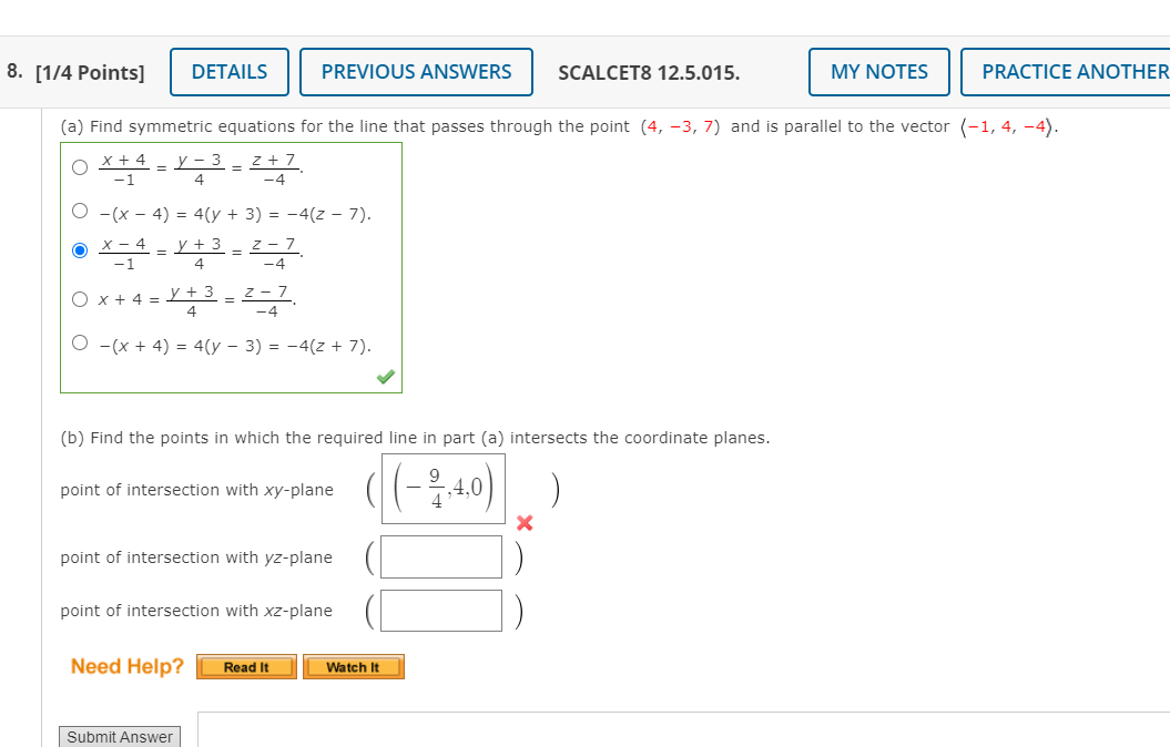 solved-a-find-symmetric-equations-for-the-line-that-passes-chegg