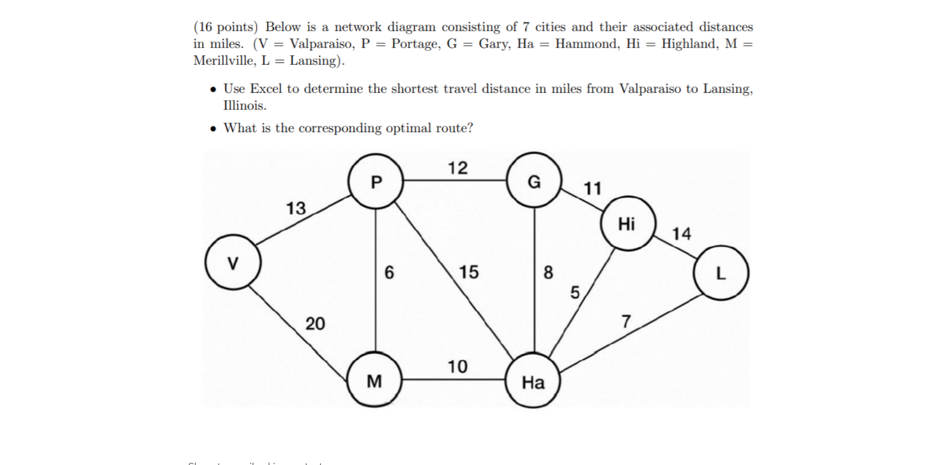 Solved = = (16 points) Below is a network diagram consisting | Chegg.com