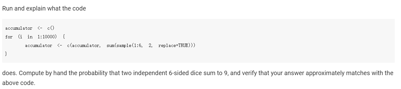 Solved Run and explain what the code accumulator - co for (i | Chegg.com