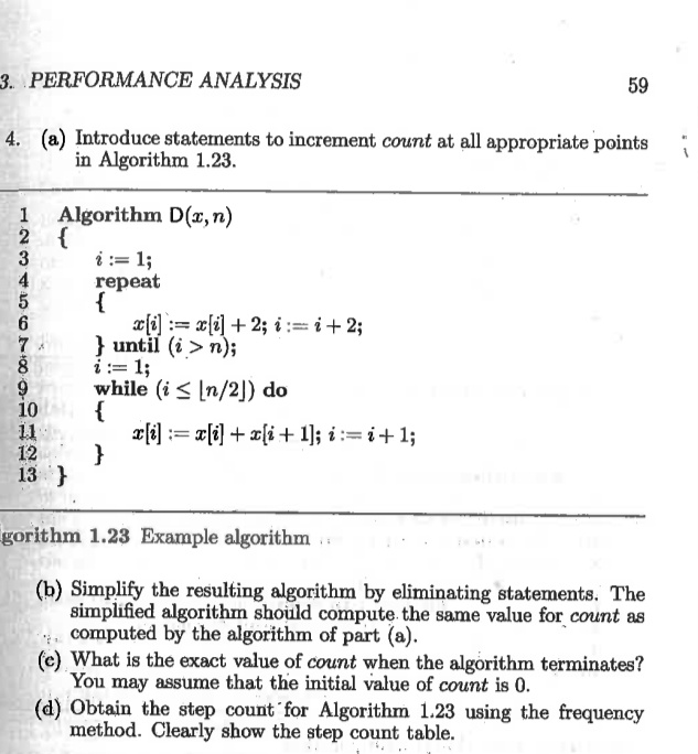 3. PERFORMANCE ANALYSIS 59 (a) Introduce statements | Chegg.com