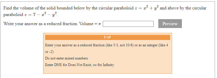 Solved 2 = 2 Find The Volume Of The Solid Bounded Below By | Chegg.com