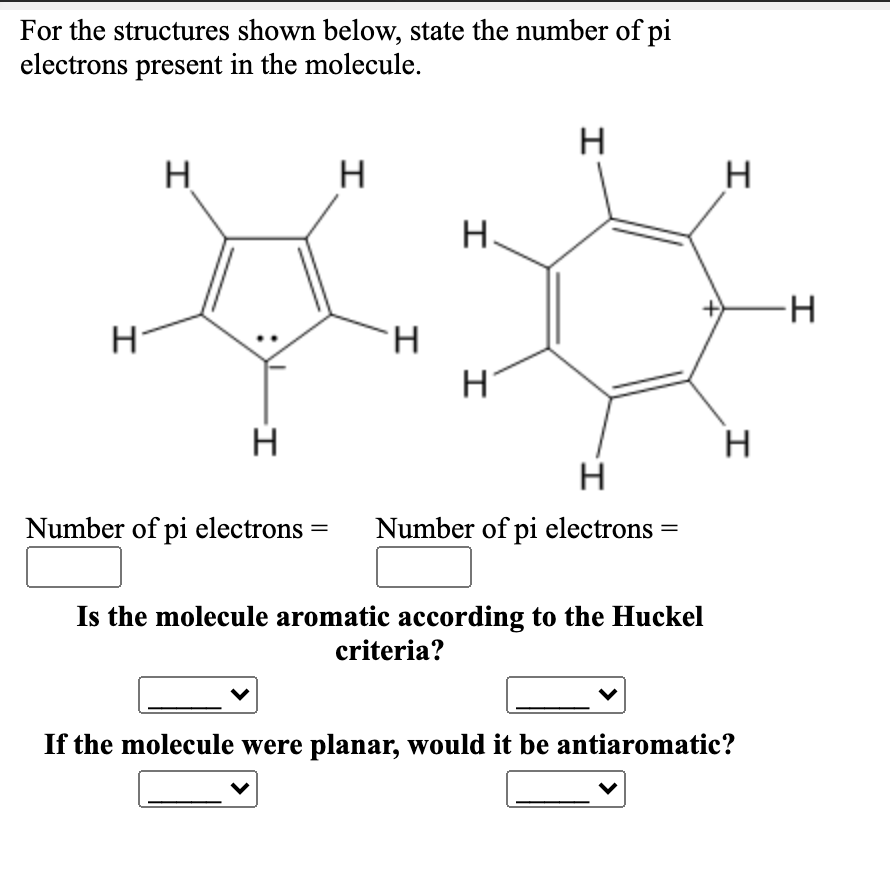 Solved For the structures shown below, state the number of