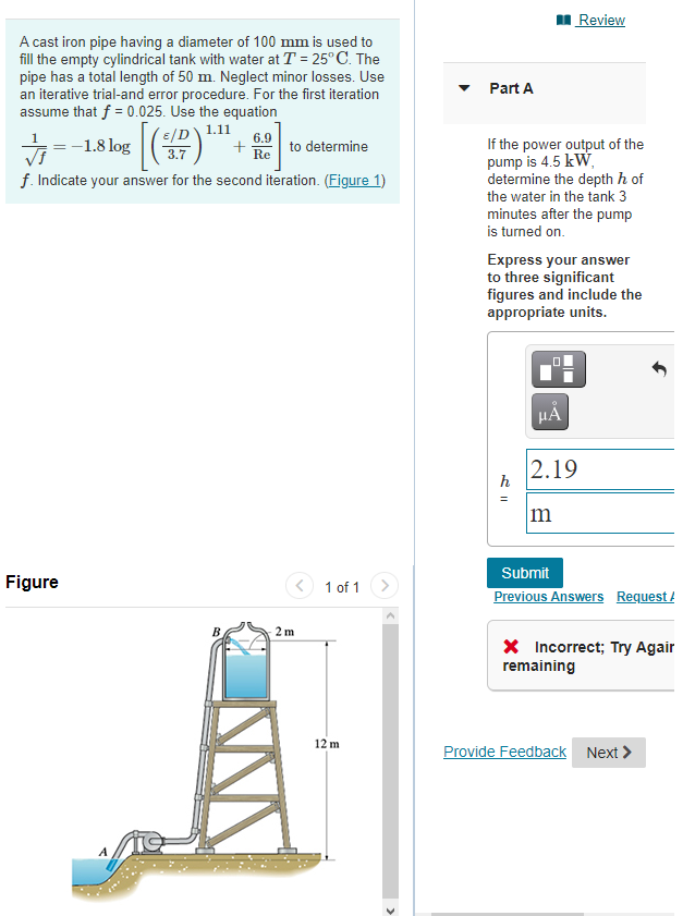 Solved Review Part A A cast iron pipe having a diameter of | Chegg.com