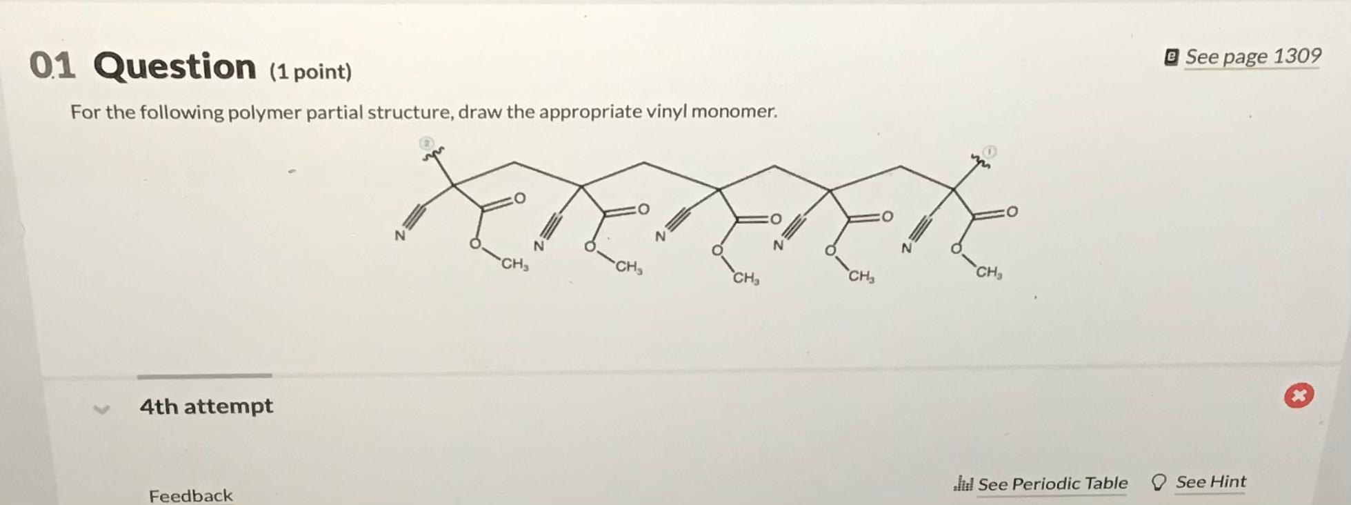 Solved 10 Question (1 point) See page 1309 Draw the product | Chegg.com