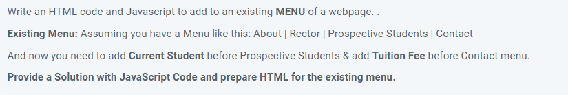 Solved Write an HTML code and Javascript to add to an | Chegg.com