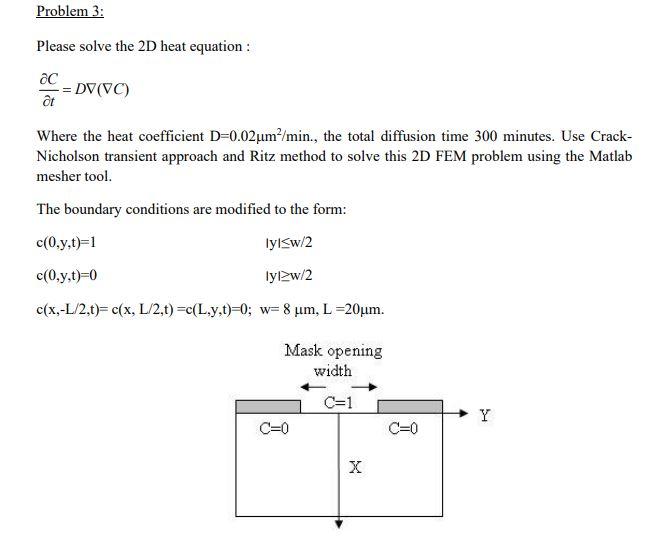 Problem 3: Please solve the 2D heat equation : ac | Chegg.com