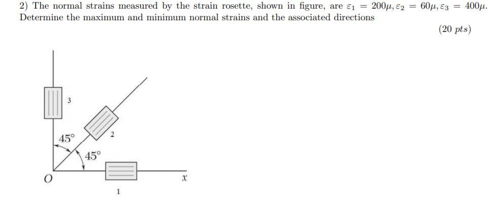Solved 2) The normal strains measured by the strain rosette, | Chegg.com