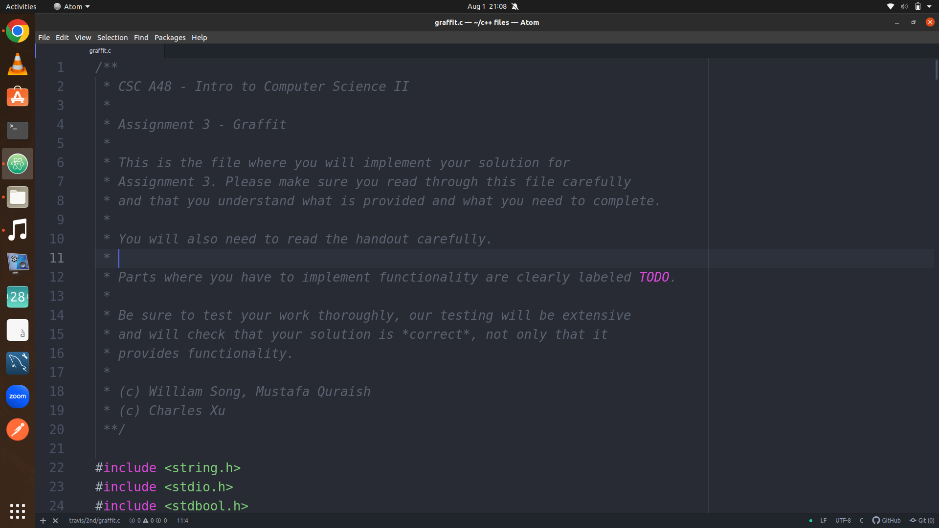 Solved *** We have to do the TODOS in the graffit.c file. | Chegg.com