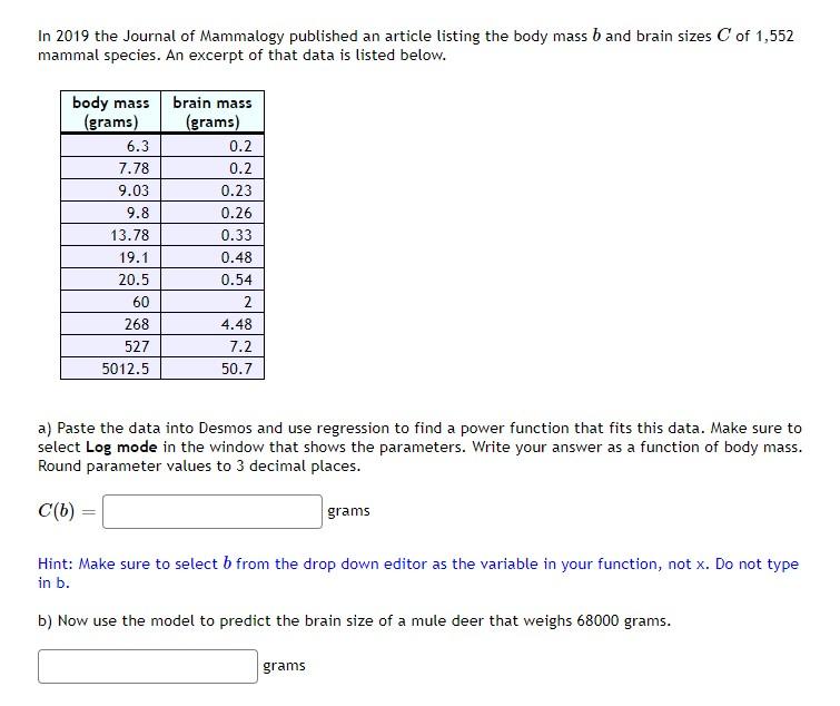Solved In 2019 the Journal of Mammalogy published an article