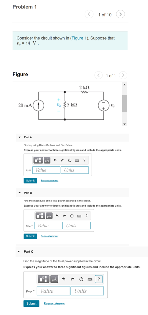Solved Problem 1 1 of 10 > Consider the circuit shown in | Chegg.com