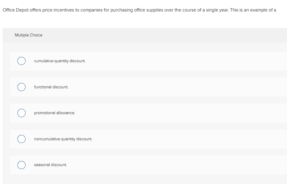 Solved Office Depot offers price incentives to companies for | Chegg.com