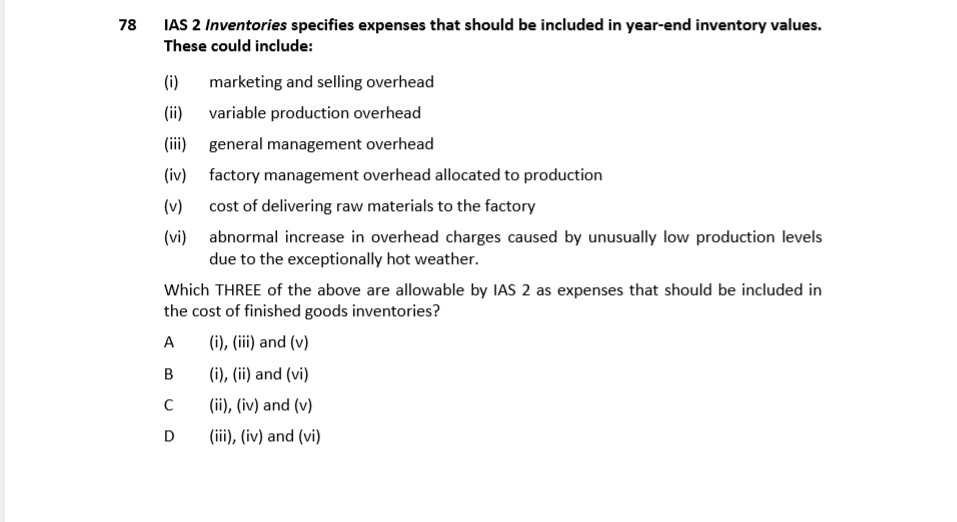 Solved 78 IAS 2 Inventories specifies expenses that should | Chegg.com