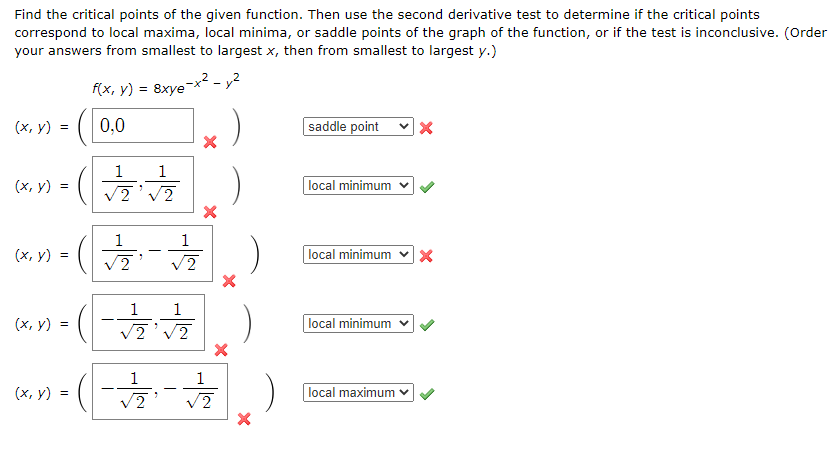 Solved Find the critical points of the given function. Then | Chegg.com