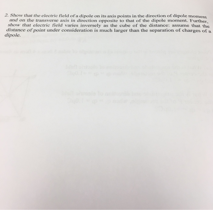 Solved 2. Show that the electric field of a dipole on its | Chegg.com