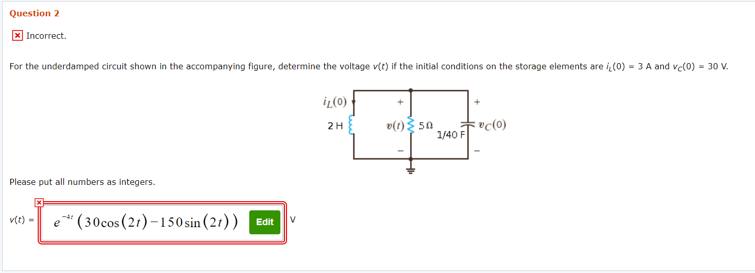 Solved For the underdamped circuit shown in the accompanying | Chegg.com