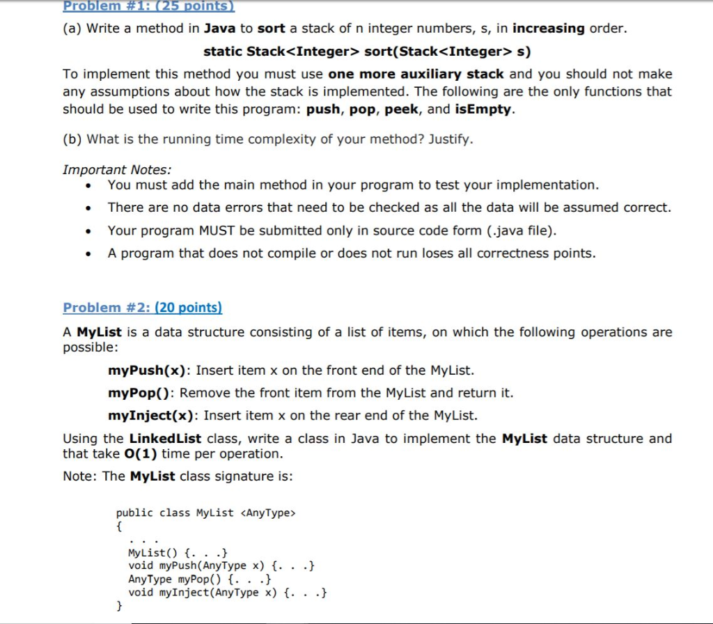 Solved Problem #10(25 points) (a) Write a method in Java to | Chegg.com