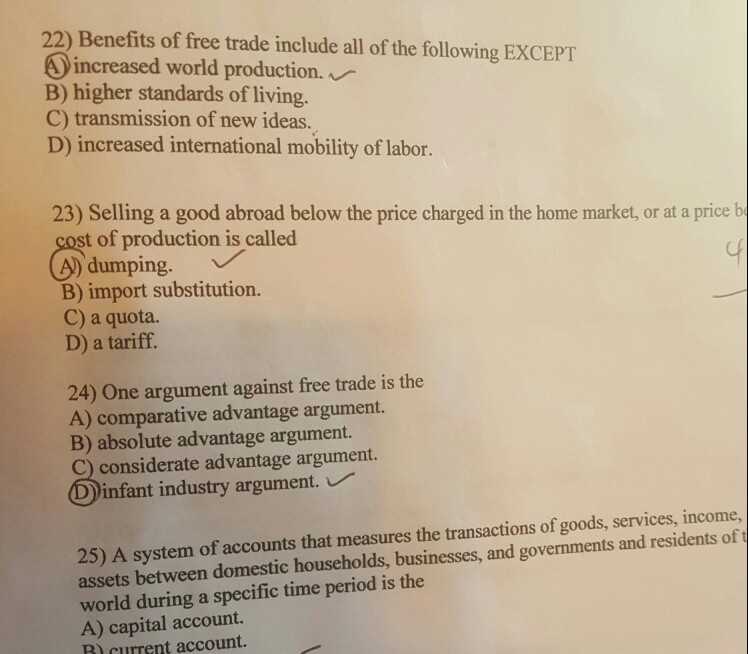 The Following Are All Benefits Of A Product Except Solved 22) Benefits of free trade include all of the | Chegg.com