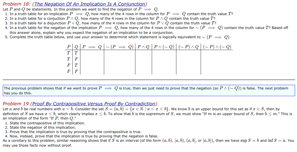 Solved Problem 18: (The Negation Of An Implication Is A | Chegg.com