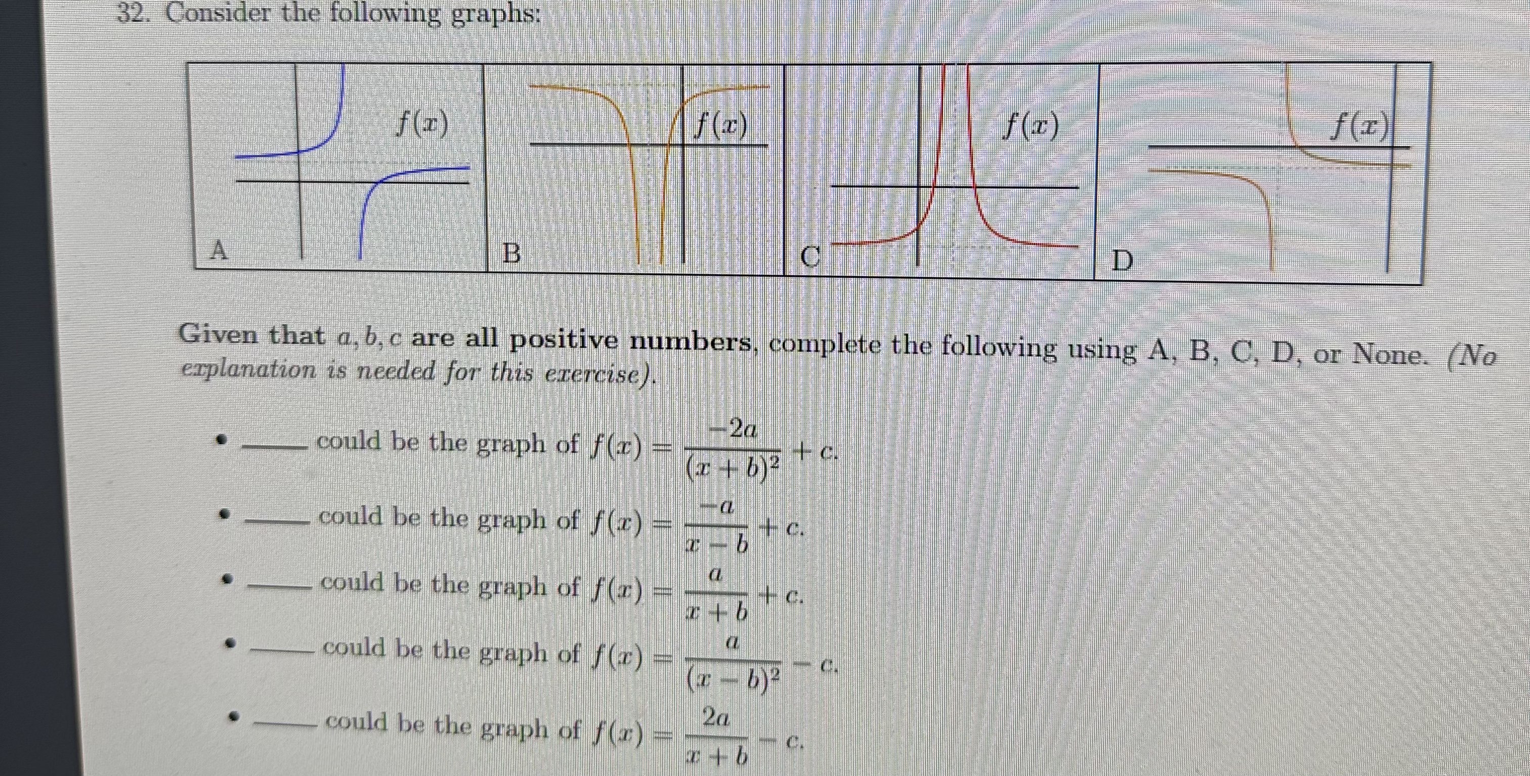 Solved 32. Consider The Following Graphs: Given That A,b,c | Chegg.com