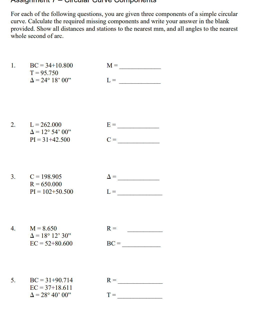 Solved For each of the following questions, you are given | Chegg.com