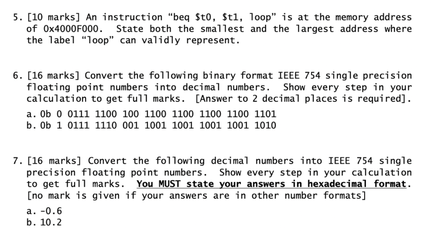 Solved 5. [10 marks] An instruction "beq \$t0, \$t1, loop" | Chegg.com