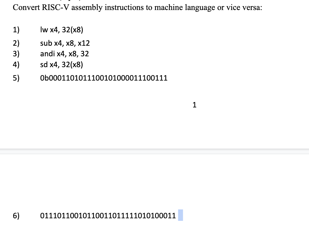 Solved Convert RISC-V assembly instructions to machine | Chegg.com