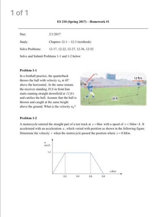 Solved In a football practice, the quarterback throws the