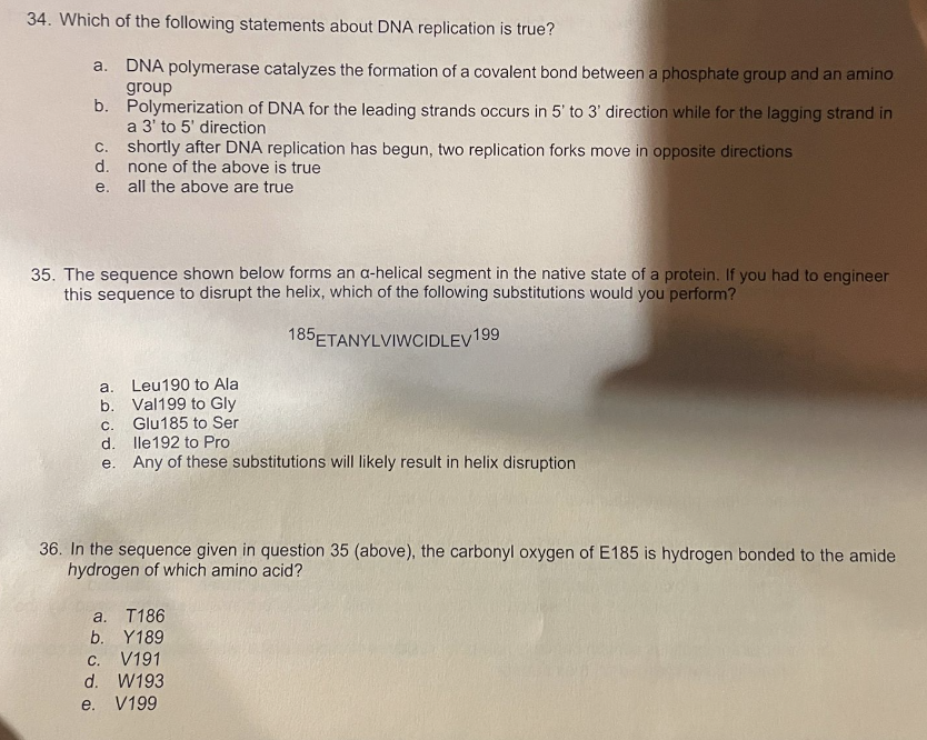 Solved 34. Which of the following statements about DNA | Chegg.com