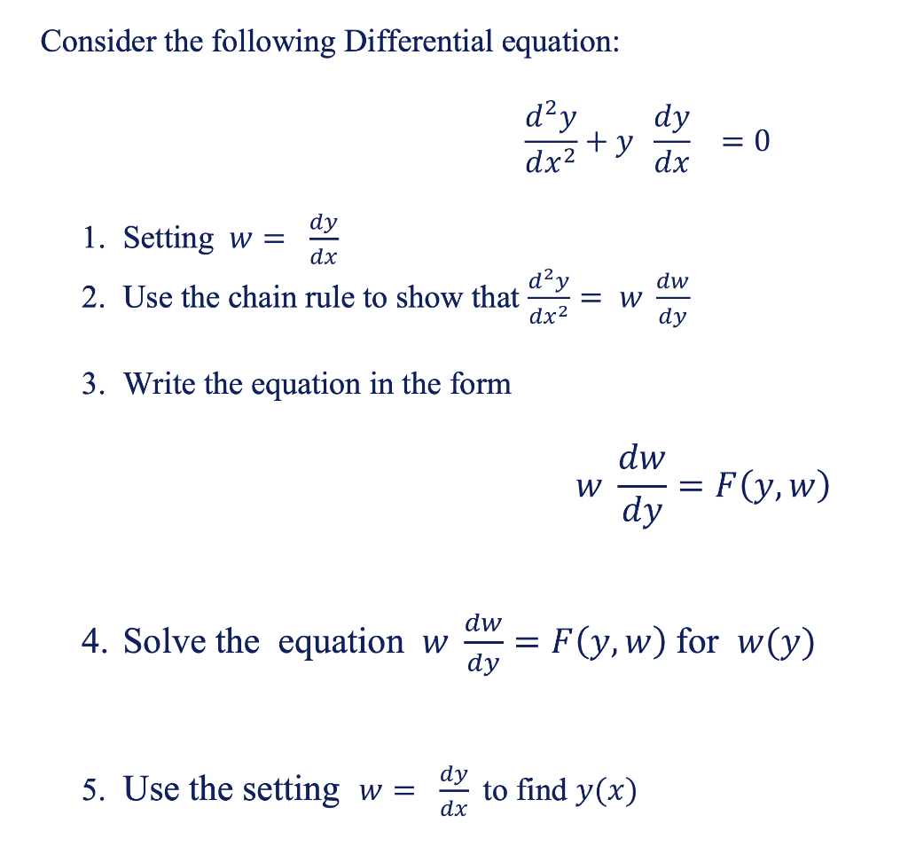 Solved Consider the following Differential equation: d²y dy | Chegg.com