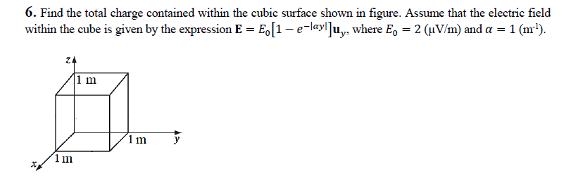 Solved 6. Find the total charge contained within the cubic | Chegg.com