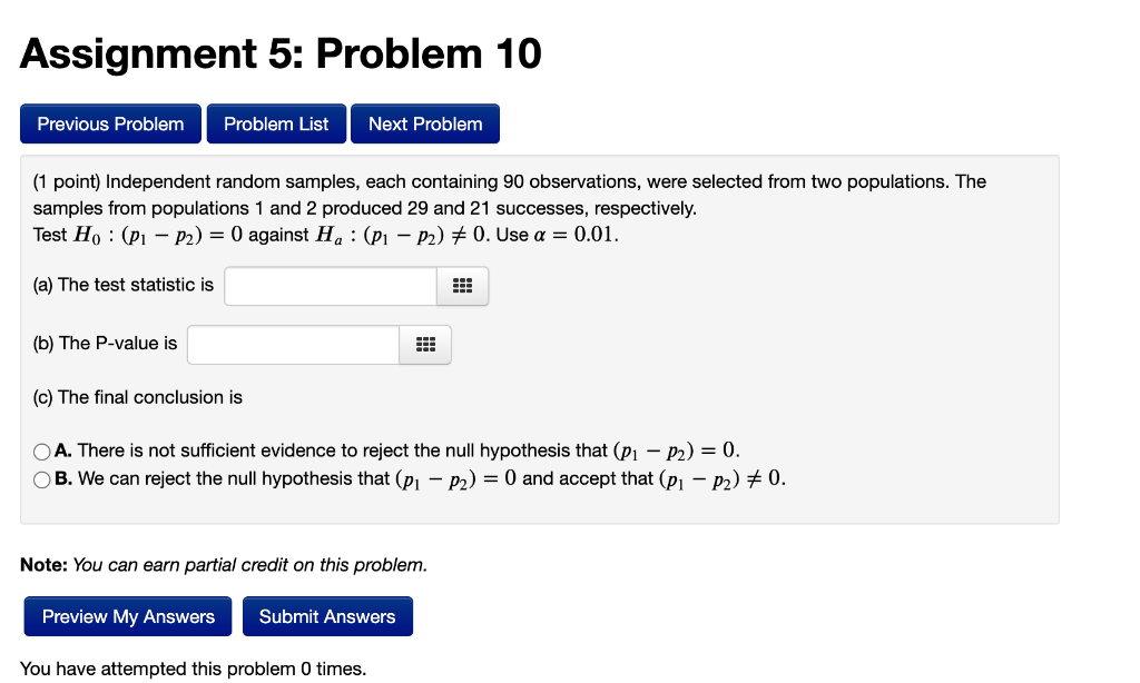 Solved Assignment 5: Problem 10 Previous Problem Problem | Chegg.com