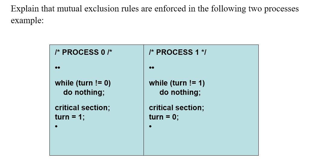 Solved Explain That Mutual Exclusion Rules Are Enforced In | Chegg.com