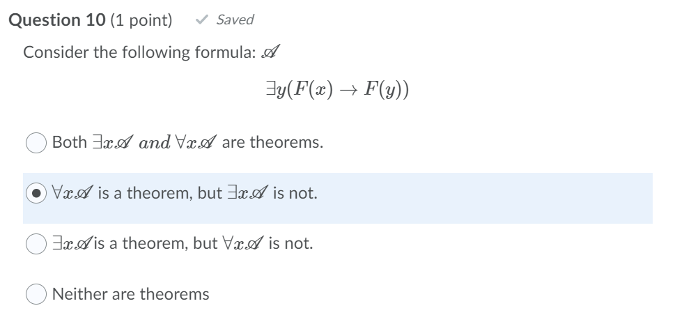 Solved Question 10 1 Point Saved Consider The Following Chegg Com