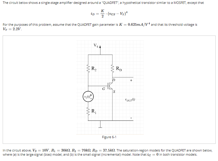 Solved The circuit below shows a single-stage amplifier | Chegg.com