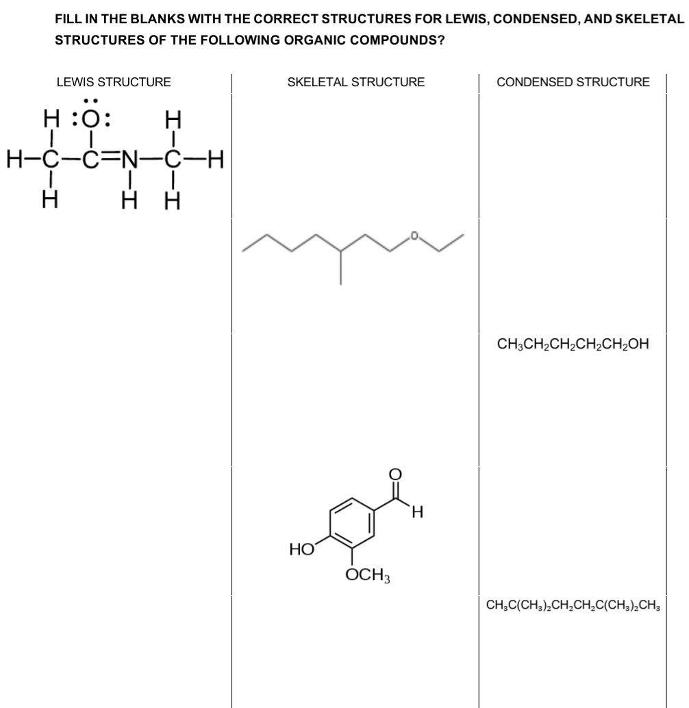 Solved FILL IN THE BLANKS WITH THE CORRECT STRUCTURES FOR | Chegg.com