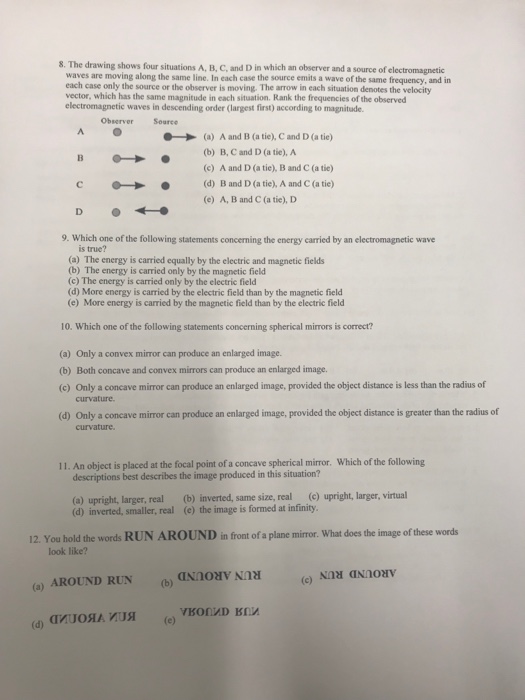 Solved 8. The Drawing Shows Four Situations A, B, C, And D | Chegg.com